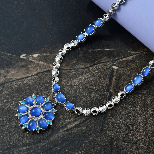 D'Joy Aurora Mondstein Halskette ca. 45 cm 925 Silber rhodiniert ca. 19,68 ct.