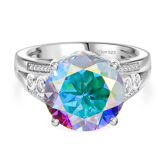 D'Joy Merkur mystischer Topas, Weißer Zirkon Ring 925 Silber rhodiniert (Größe 21.00) ca. 7,70 ct