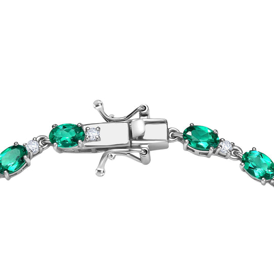 Luxuriant - AAA Lab Grown Kolumbianischer Smaragd, Lab Grown Diamant Armband ca. 19 cm 925 Silber rhodiniert ca. 7.50 ct