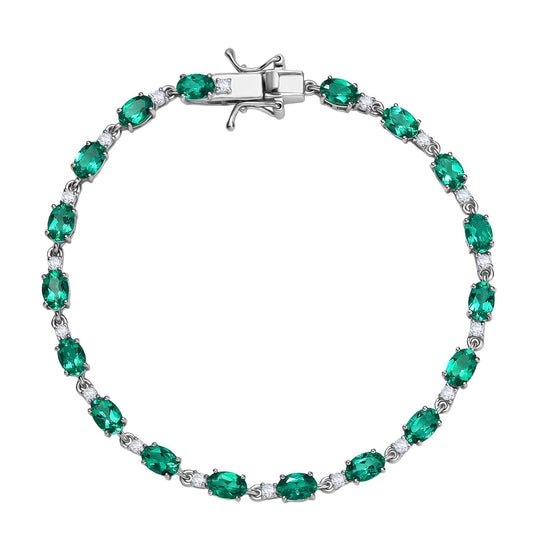 Luxuriant - AAA Lab Grown Kolumbianischer Smaragd, Lab Grown Diamant Armband ca. 19 cm 925 Silber rhodiniert ca. 7.50 ct