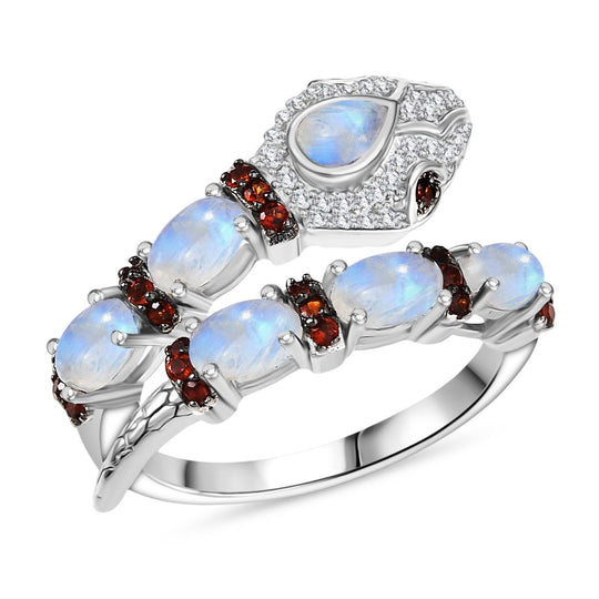 GP Trionfo Kollektion - AAA Regenbogen Mondstein Ring 925 Silber rhodiniert (Größe 18.00) ca. 2.26 ct