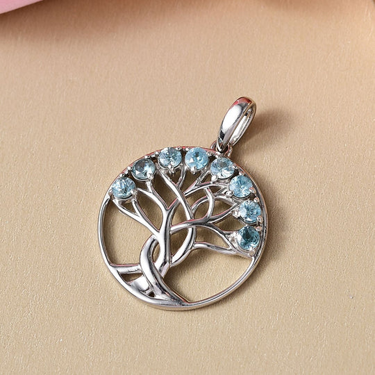 D'Joy Blauer Zirkon Anhänger 925 Silber rhodiniert ca. 1.35 ct