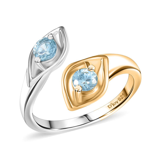 D'Joy Blauer Zirkon Ring 925 Silber platiniert und vergoldet (Größe 20.00) ca. 0,68 ct