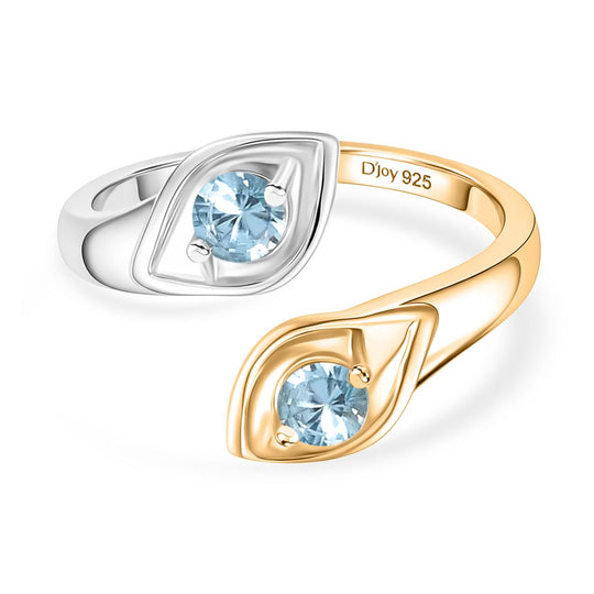 D'Joy Blauer Zirkon Ring 925 Silber platiniert und vergoldet (Größe 20.00) ca. 0,68 ct