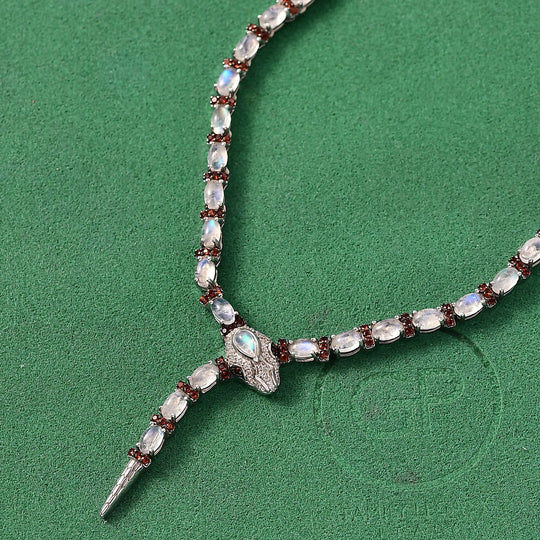 GP Trionfo Kollektion - AAA Regenbogen Mondstein Halskette ca. 45 cm + 5 cm Extender, 925 Silber rhodiniert ca. 11.31 ct