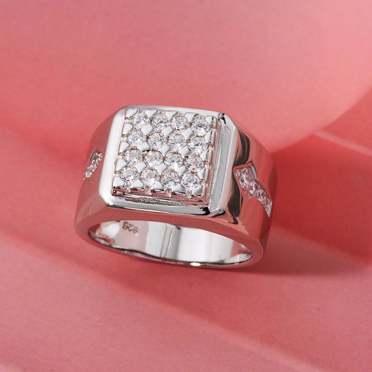 Lustro Stella Weißer Zirkonia Ring 925 Silber rhodiniert (Größe 19.00)