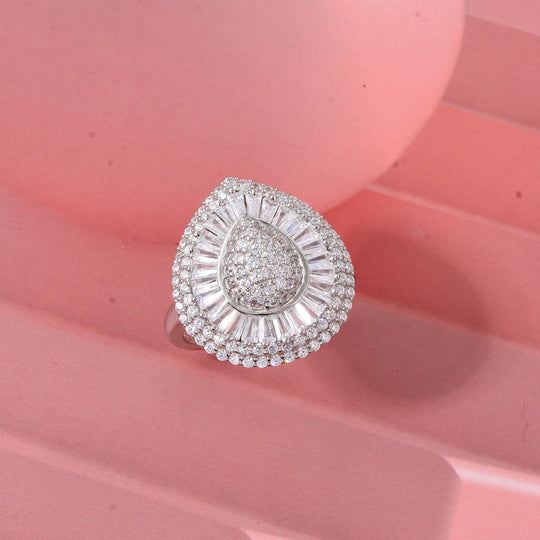 LUSTRO STELLA - Weißer Zirkonia Ring 925 Silber rhodiniert (Größe 18.00)