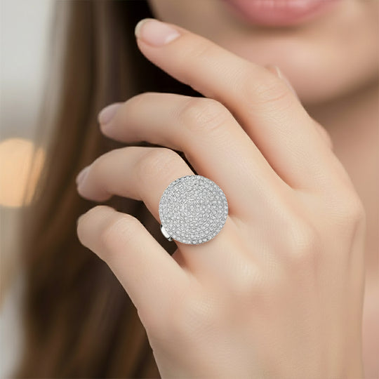 LUSTRO STELLA - Weißer Zirkonia Ring 925 Silber rhodiniert (Größe 20.00)
