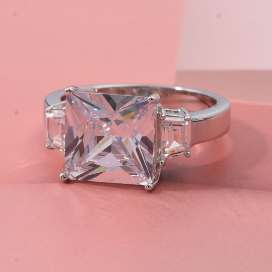 Lustro Stella Weißer Zirkonia Ring 925 Silber rhodiniert, (Größe 18.00)