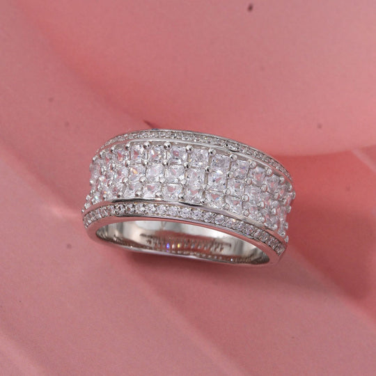 LUSTRO STELLA - Weißer Zirkonia Ring 925 Silber rhodiniert (Größe 20.00)
