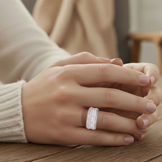 LUSTRO STELLA - Weißer Zirkonia Ring 925 Silber rhodiniert (Größe 20.00)