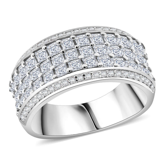 LUSTRO STELLA - Weißer Zirkonia Ring 925 Silber rhodiniert (Größe 20.00)