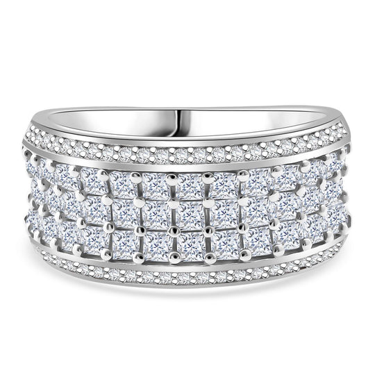 LUSTRO STELLA - Weißer Zirkonia Ring 925 Silber rhodiniert (Größe 20.00)