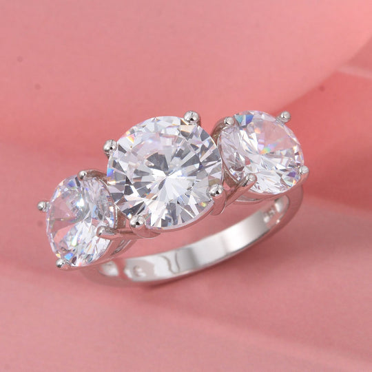 Lustro Stella Weißer Zirkonia Ring 925 Silber rhodiniert (Größe 17.00)