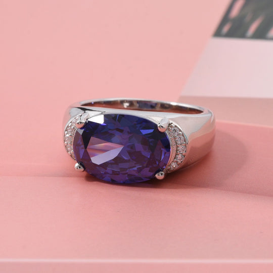 LUSTRO STELLA - Blauer Zirkonia, Weißer Zirkonia Ring 925 Silber rhodiniert (Größe 21.00)