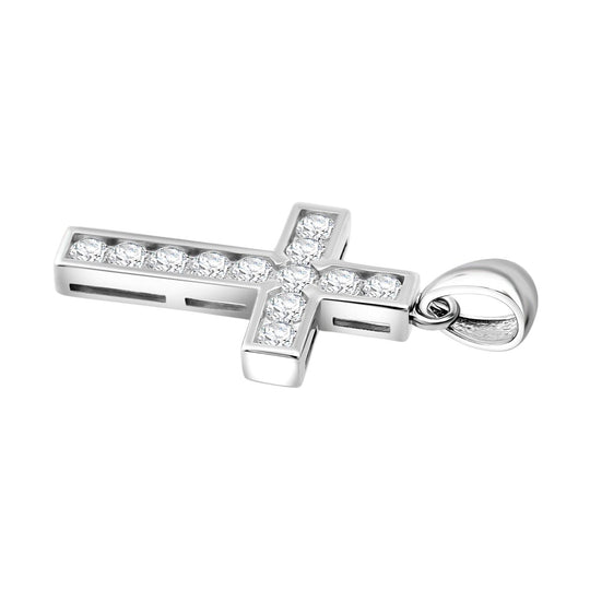 Lustro Stella Weißer Zirkonia Anhänger 925 Silber rhodiniert