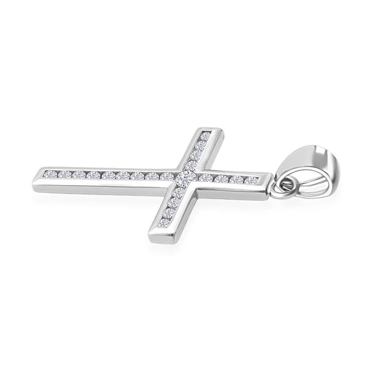 Lustro Stella Weißer Zirkonia Anhänger 925 Silber rhodiniert