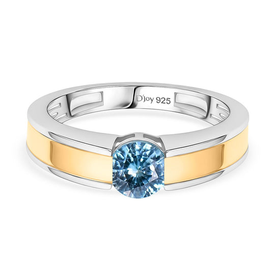 D'Joy AA Blauer Zirkon Ring 925 Silber platiniert und vergoldet (Größe 19.00) ca. 1,11 ct