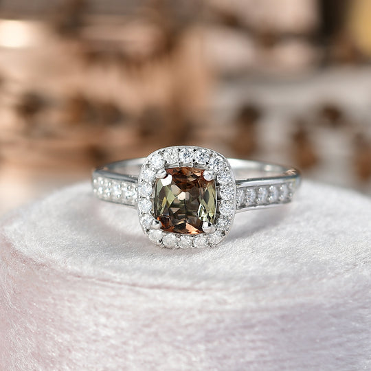 D'Joy AA Andalusit, Moissanit Ring 925 Silber Rhodiniert (Größe 18.00) ca. 1,52 ct