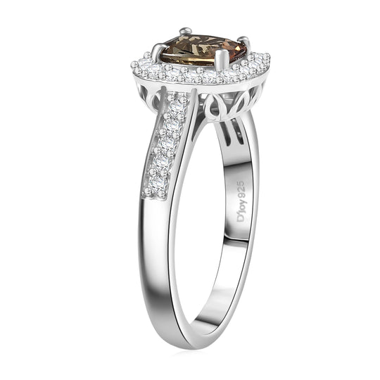 D'Joy AA Andalusit, Moissanit Ring 925 Silber Rhodiniert (Größe 18.00) ca. 1,52 ct