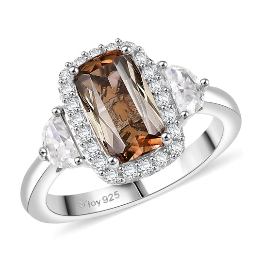 D'Joy AA Andalusit, Moissanit Ring 925 Silber Rhodiniert (Größe 17.00) (10-16 Werktage Lieferzeit) ca. 2,89 ct