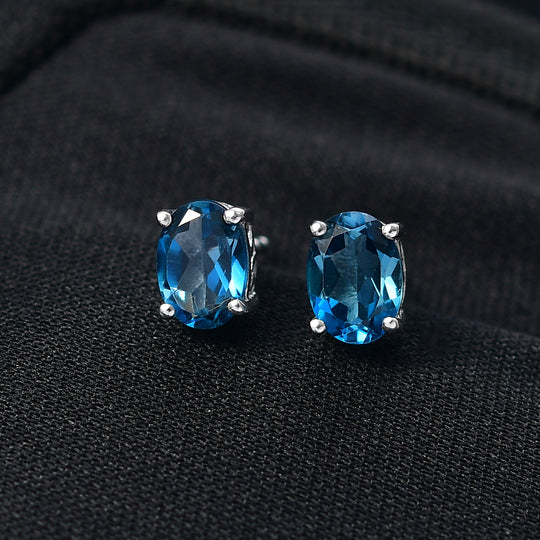 D'Joy London Blau Topas Ohrringe 925 Silber rhodiniert ca. 1,88 ct.