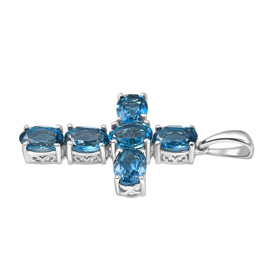 D'Joy London Blau Topas Anhänger 925 Silber rhodiniert ca. 5.65 ct