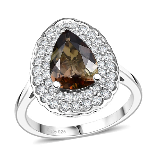 D'Joy AA Andalusit, Moissanit Ring 925 Silber Rhodiniert (Größe 18.00) (10-16 Werktage Lieferzeit) ca. 3,36 ct