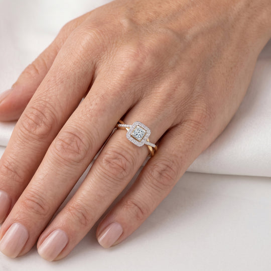 LUXURIANT DIAMOND - Lab Grown Diamant VS-EF Ring 925 Silber 750 Gelbgold Vermeil (Größe 20.00) ca. 0.25 ct