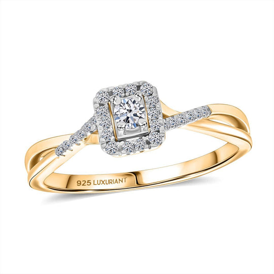 LUXURIANT DIAMOND - Lab Grown Diamant VS-EF Ring 925 Silber 750 Gelbgold Vermeil (Größe 19.00) ca. 0.25 ct