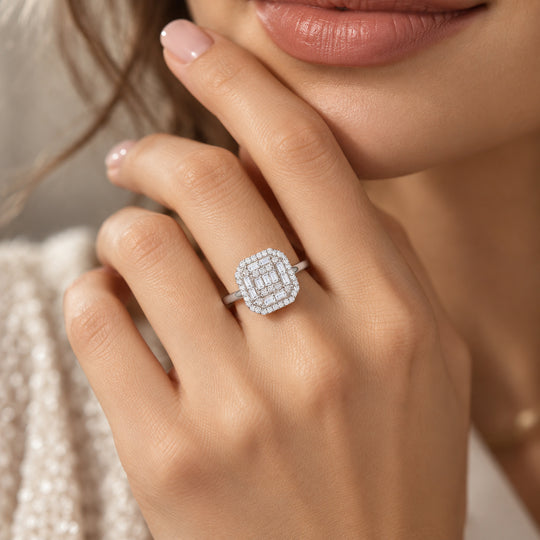 LUXURIANT 0,50 ct. SI-GH Labor Diamant Ring, 925 Silber rhodiniert