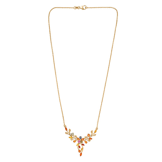 D'Joy AA Rosa Saphir, Mehrfarbig Saphir Halskette ca. 45 cm 925 Silber 750 Gelbgold Vermeil ca. 3,11 ct.