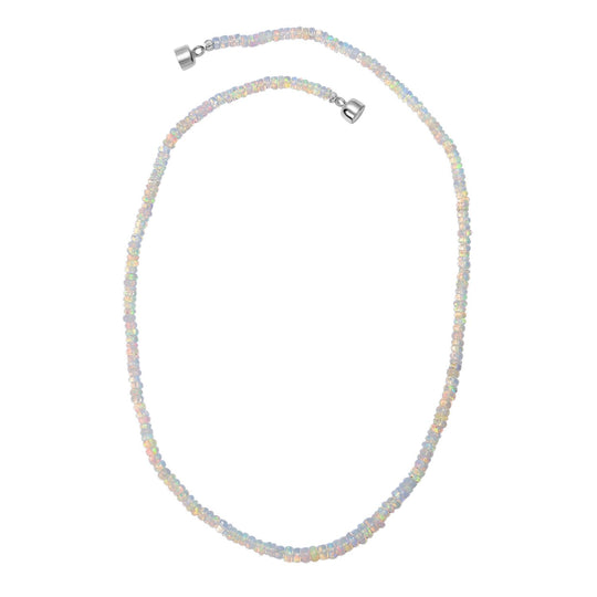 D'Joy Natürlicher, äthiopischer Welo Opal Halskette ca. 45 cm 925 Silber rhodiniert ca. 37.00 ct