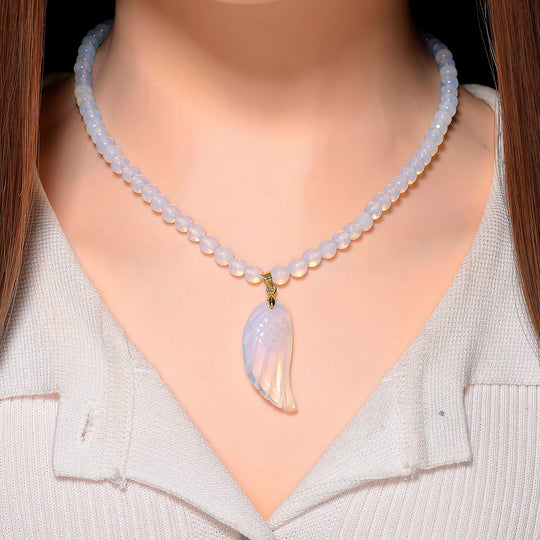 Opalite Halskette, ca. 45 cm + 5 cm Extender, Reine Legierung gelb vergoldet ca. 110.00 ct