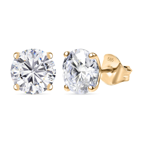 Moissanit Ohrringe 585 Gelb Gold ca. 3,74 ct.