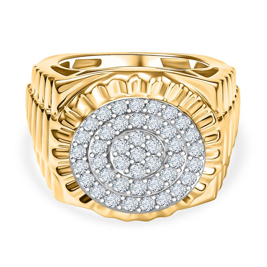 D'Joy Moissanit Ring 925 Silber Rhodiniert und 750 Gelbgold Vermeil (Größe 20.00) ca. 1,47 ct