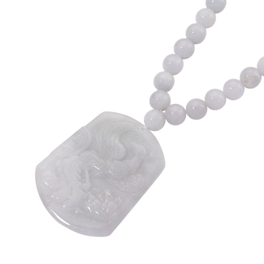 D'Joy EXTREM SELTEN Natürliche Weiße Jade Halskette ca. 50 cm 925 Silber rhodiniert ca. 400.00 ct