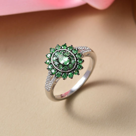 D'Joy AA Tsavorite Granat Ring 925 Silber rhodiniert (Größe 19.00) ca. 1,07 ct