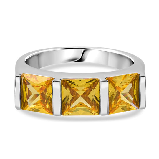Lustro Stella Gelber Zirkonia Ring 925 Silber rhodiniert (Größe 19.00)