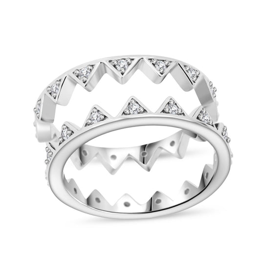 Lustro Stella Weißer Zirkonia Ring 925 Silber rhodiniert (Größe 21.00)