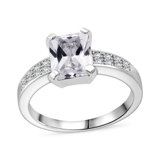 Lustro Stella Weißer Saphir-Farbener Zirkonia Ring 925 Silber rhodiniert (Größe 19.00)