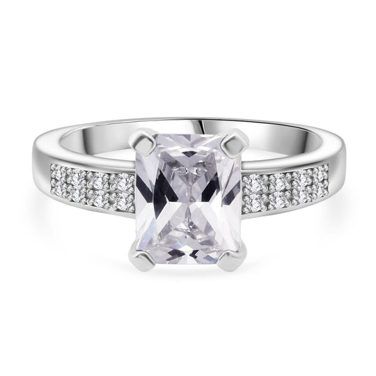 Lustro Stella Weißer Saphir-Farbener Zirkonia Ring 925 Silber rhodiniert (Größe 19.00)