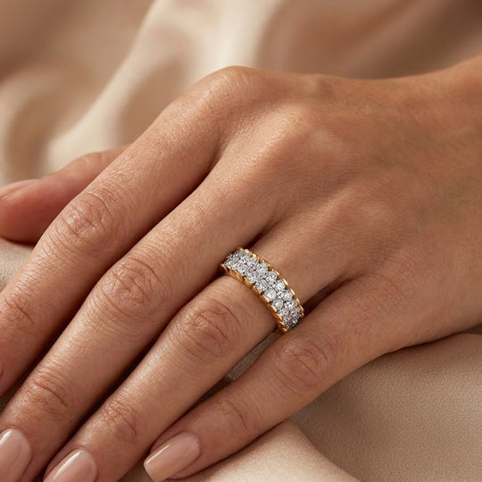 LUXURIANT DIAMOND - Lab Grown Diamant VS-EF SGL zertifiziert Ring 925 Silber 750 Gelbgold Vermeil (Größe 21.00) ca. 1.00 ct