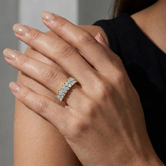 LUXURIANT DIAMOND - Lab Grown Diamant VS-EF SGL zertifiziert Ring 925 Silber 750 Gelbgold Vermeil (Größe 21.00) ca. 1.00 ct
