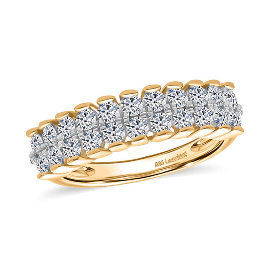 LUXURIANT DIAMOND - Lab Grown Diamant VS-EF SGL zertifiziert Ring 925 Silber 750 Gelbgold Vermeil (Größe 19.00) ca. 1.00 ct
