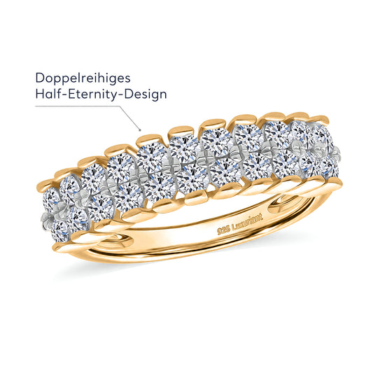 LUXURIANT DIAMOND - Lab Grown Diamant VS-EF SGL zertifiziert Ring 925 Silber 750 Gelbgold Vermeil (Größe 21.00) ca. 1.00 ct
