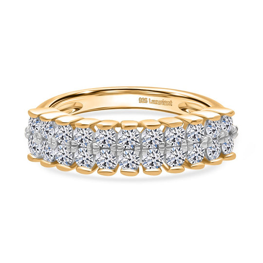 LUXURIANT DIAMOND - Lab Grown Diamant VS-EF SGL zertifiziert Ring 925 Silber 750 Gelbgold Vermeil (Größe 19.00) ca. 1.00 ct
