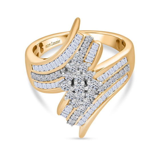 LUXURIANT DIAMOND - Lab Grown Diamant SI-GH SGL zertifiziert Ring 925 Silber 750 Gelbgold Vermeil (Größe 18.00) ca. 0.97 ct