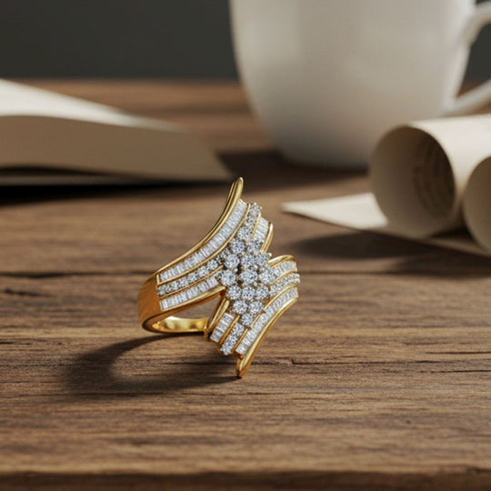 LUXURIANT DIAMOND - Lab Grown Diamant SI-GH SGL zertifiziert Ring 925 Silber 750 Gelbgold Vermeil (Größe 18.00) ca. 0.97 ct