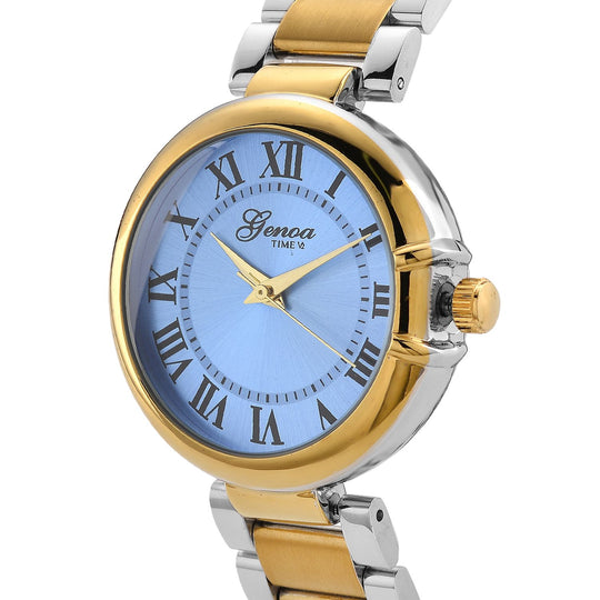 GENOA - Uhr mit Automatikwerk Dandong und Zifferblatt in Rosérosa, luxuriöses Design, bicolor